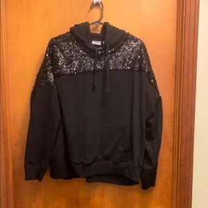 Black Sequin Hoodie